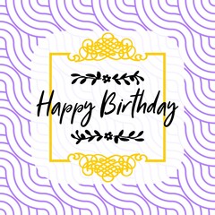 Happy birthday retro vector illustration for celebration various different background, invitation card, houshold element, party related item