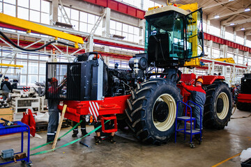 Assembly process of agricultural tractors in industrial workshop