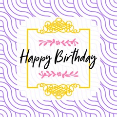 Happy birthday retro vector illustration for celebration various different background, invitation card, houshold element, party related item