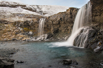 Waterfall Skutafoss in Thorgeirsstadadalur valley in east Iceland