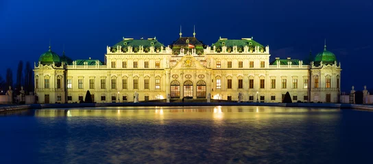 Deurstickers Illuminated Vienna's Belvedere at night. Baroque style palace. © JackF