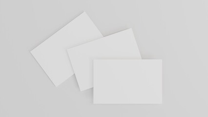 Stack of blank white business card, namecard mockup on white background, promote company brand, 3D rendering.