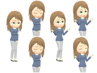 [Trouble A] Caucasian Woman knitwear wavy hair oblique angle