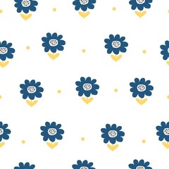 seamless pattern with cartoon flowers. colorful vector, hand drawing. design for fabric, print, textile, wrapper