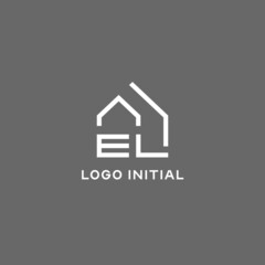 Monogram EL house roof shape, simple modern real estate logo design - obrazy, fototapety, plakaty