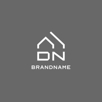 Monogram DN house roof shape, simple modern real estate logo design