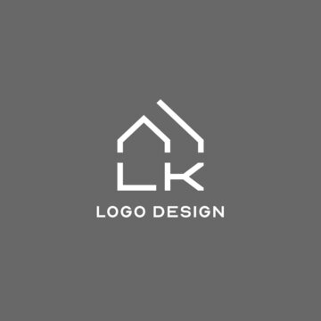 Monogram LK house roof shape, simple modern real estate logo design