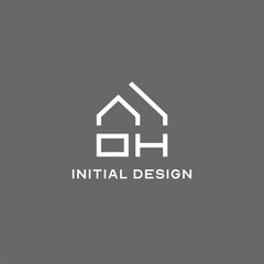 Monogram OH house roof shape, simple modern real estate logo design