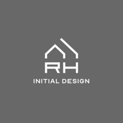 Monogram RH house roof shape, simple modern real estate logo design