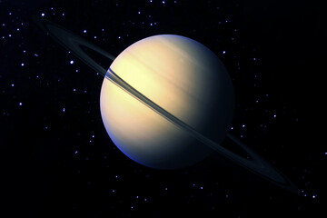 Fototapeta na wymiar Planet Saturn on a dark background. Elements of this image furnished by NASA