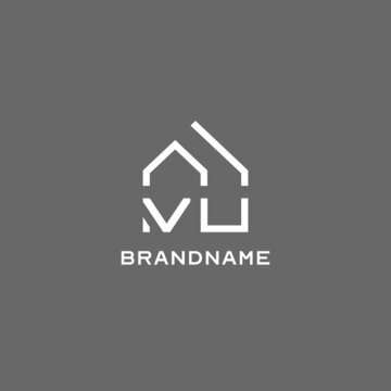 Monogram VU house roof shape, simple modern real estate logo design