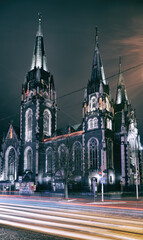 Fototapeta premium Church of Sts. Elizabeth and Olha in Lviv at night
