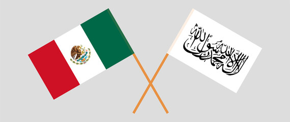 Crossed flags of Mexico and Taliban. Official colors. Correct proportion