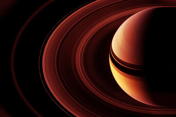 Planet Saturn on a dark background. Elements of this image furnished by NASA