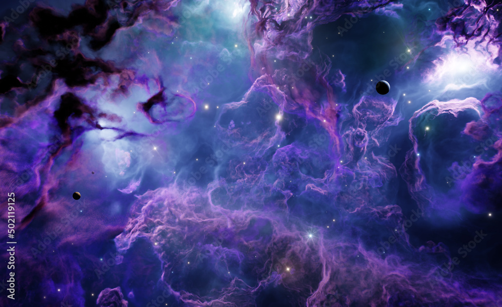 Wall mural nebula in outer space, planets and galaxy