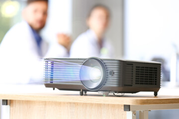 Video projector on table in medical university