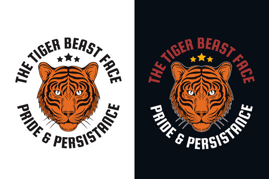 Set Dark illustration Tiger Beast Big Cat Head and Pose Hand drawn Hatching Outline Symbol Tattoo Merchandise T-shirt Merch vintage