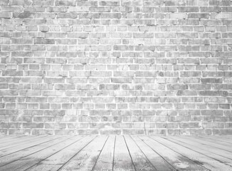 gray interior with brick wall