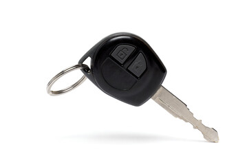 Closeup car key remote ring white background