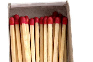 closeup matches match box white background