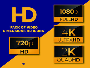 pack of video dimensions HD icons