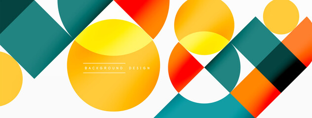 Obraz premium Beautiful abstract background. Circles, triangle shapes, and squares. Minimal geometric template for wallpaper, banner, background or landing