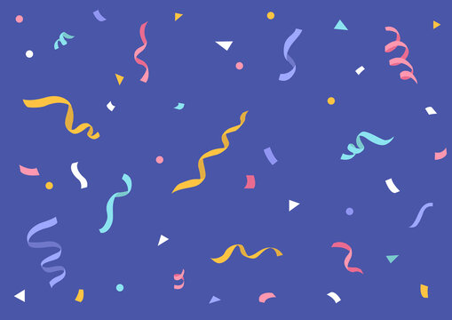 Vector illustration of confetti on blue background.