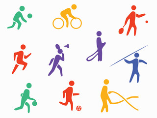 Fototapeta na wymiar illustration set of sports and exercising icons