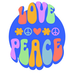 Love and peace colorful retro vector design
