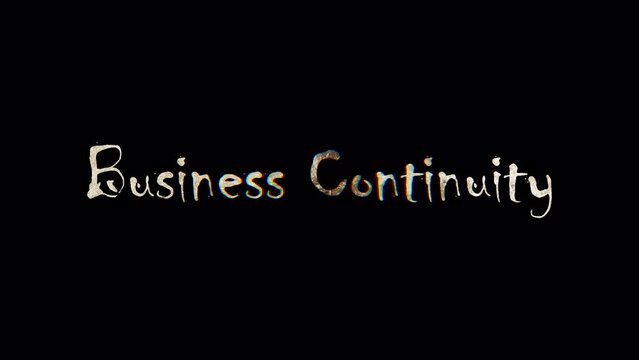 Burn text of Business Continuity word. The golden shine lighting of Business Continuity word loop animation promote advertising concept isolate using QuickTime Alpha Channel ProRes 4444.