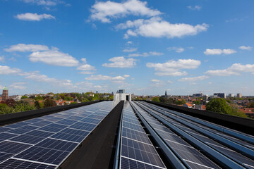 the solar panels on the roof
