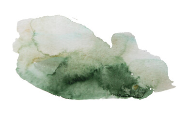 Watercolor green stain on white background isolated