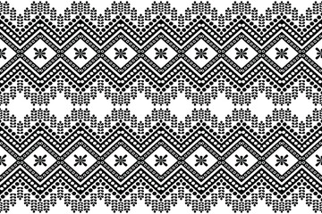 Seamless ethnic pattern in black and white color. Aztec tribal vector design