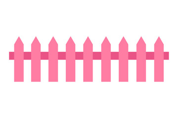 Wooden pink plank natural vector cartoon fence decorated with cute heart shapes romantic  isolated on white background.