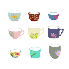 set tea cup and coffee