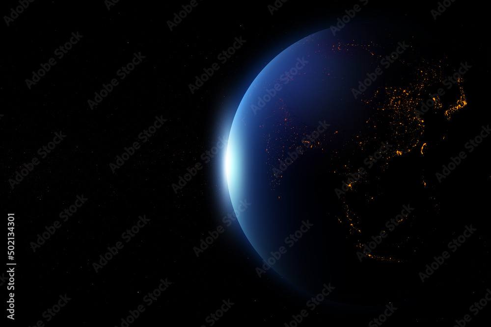 Wall mural abstract earth in space galaxy. 3d rendering elements of this image furnished by nasa