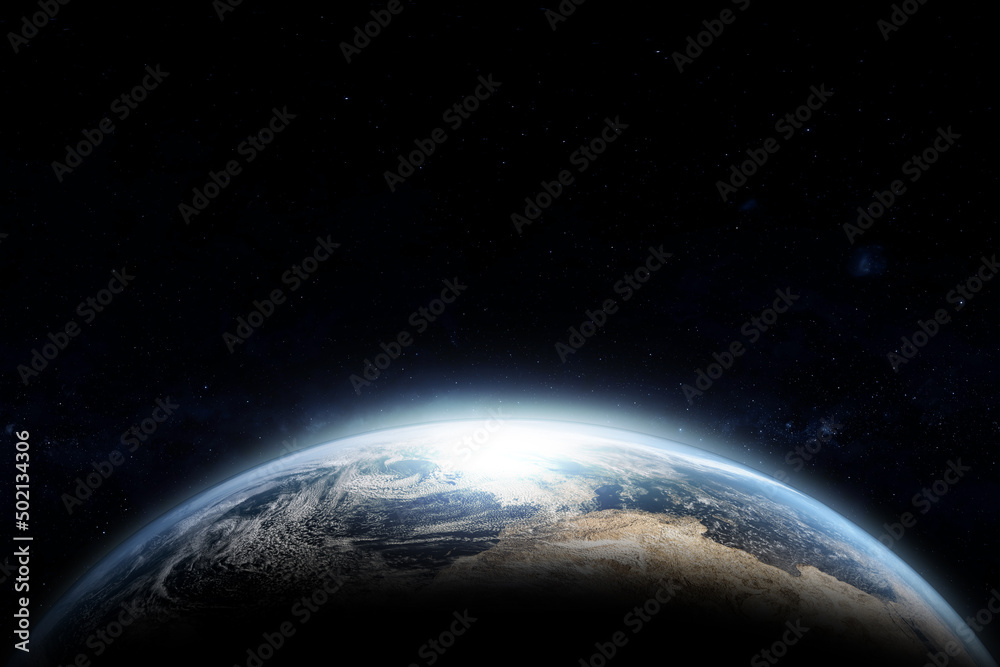 Wall mural abstract earth in space galaxy. 3d rendering elements of this image furnished by nasa
