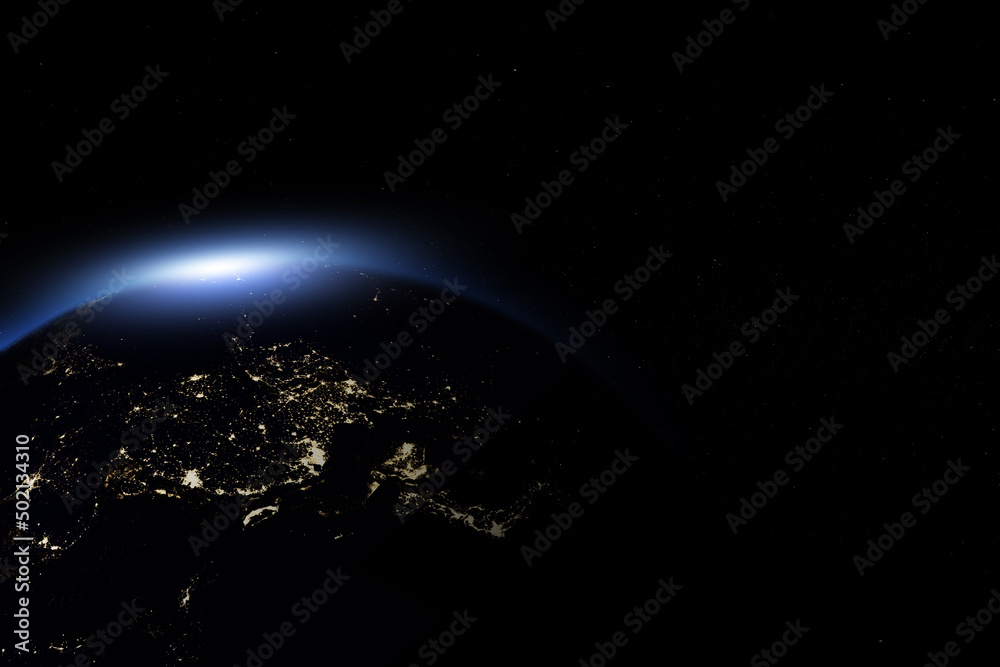 Wall mural abstract earth in space galaxy. 3d rendering elements of this image furnished by nasa