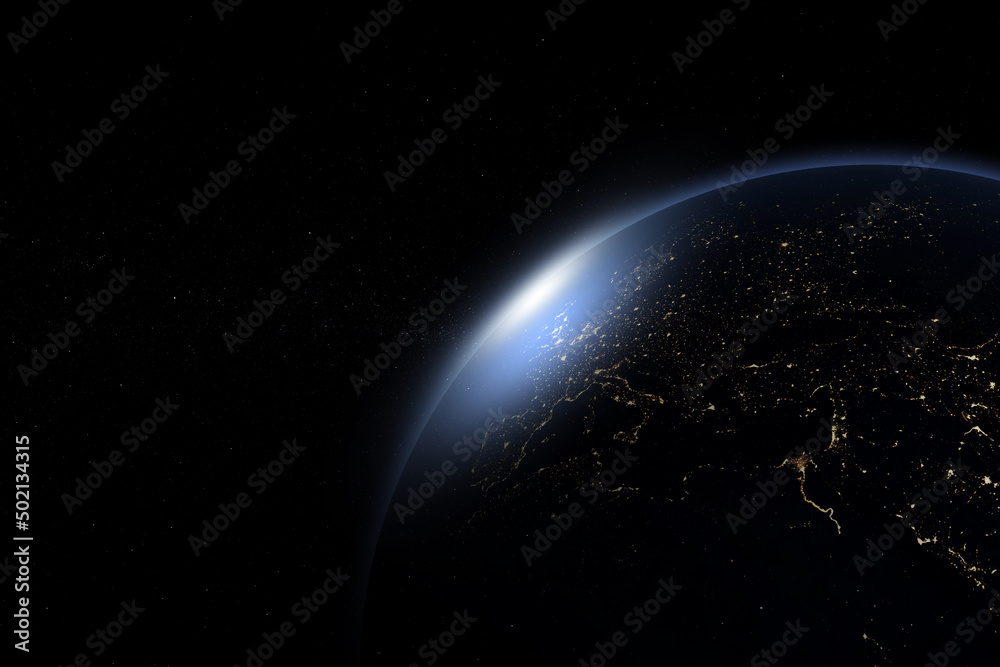 Wall mural abstract earth in space galaxy. 3d rendering elements of this image furnished by nasa