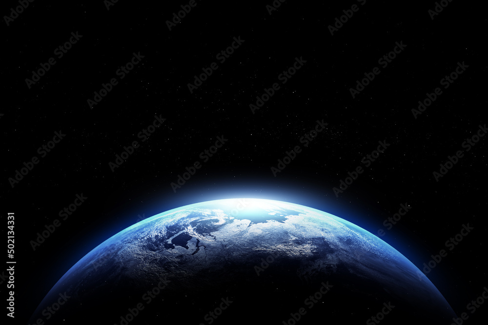 Wall mural abstract earth in space galaxy. 3d rendering elements of this image furnished by nasa