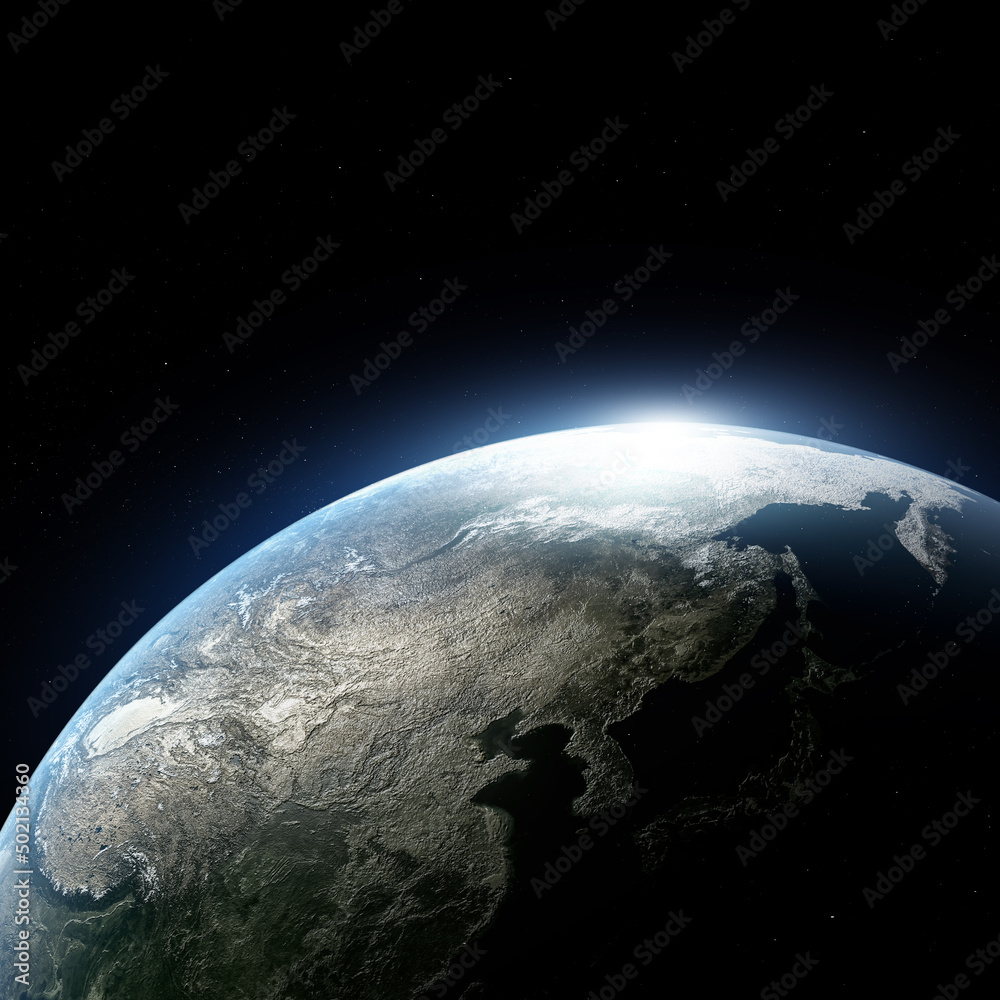 Wall mural abstract earth in space galaxy. 3d rendering elements of this image furnished by nasa