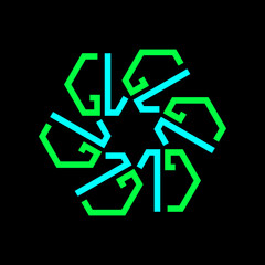 GL, LG Company Group Logo Concept Idea. Abstract logo for a business company. Letters G and L. Design element for corporate identity in green on black background. Logo for your design. EPS10