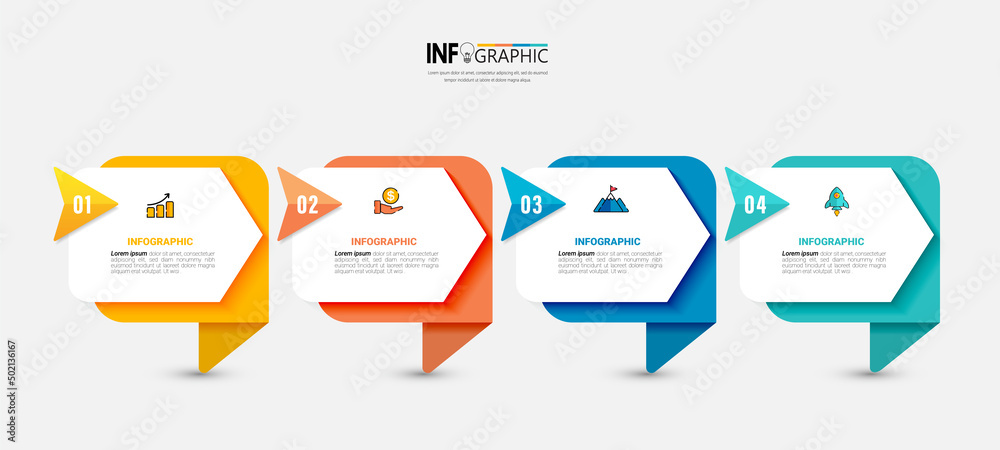 Aufkleber infographic elements design template, business concept with 4 steps or options, can be used for work