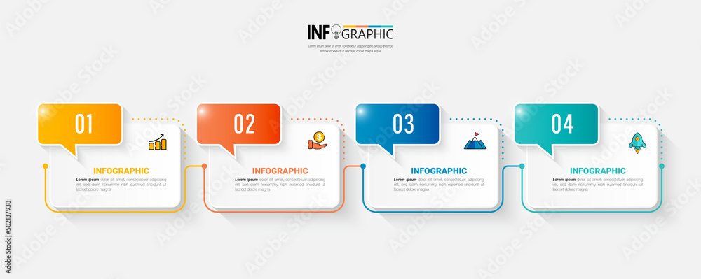 Aufkleber infographic elements design template, business concept with 4 steps or options, can be used for work