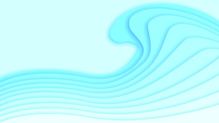 Abstract Paper Cut Wavy Sea Ocean Wave Water Blue White Background Vector Design