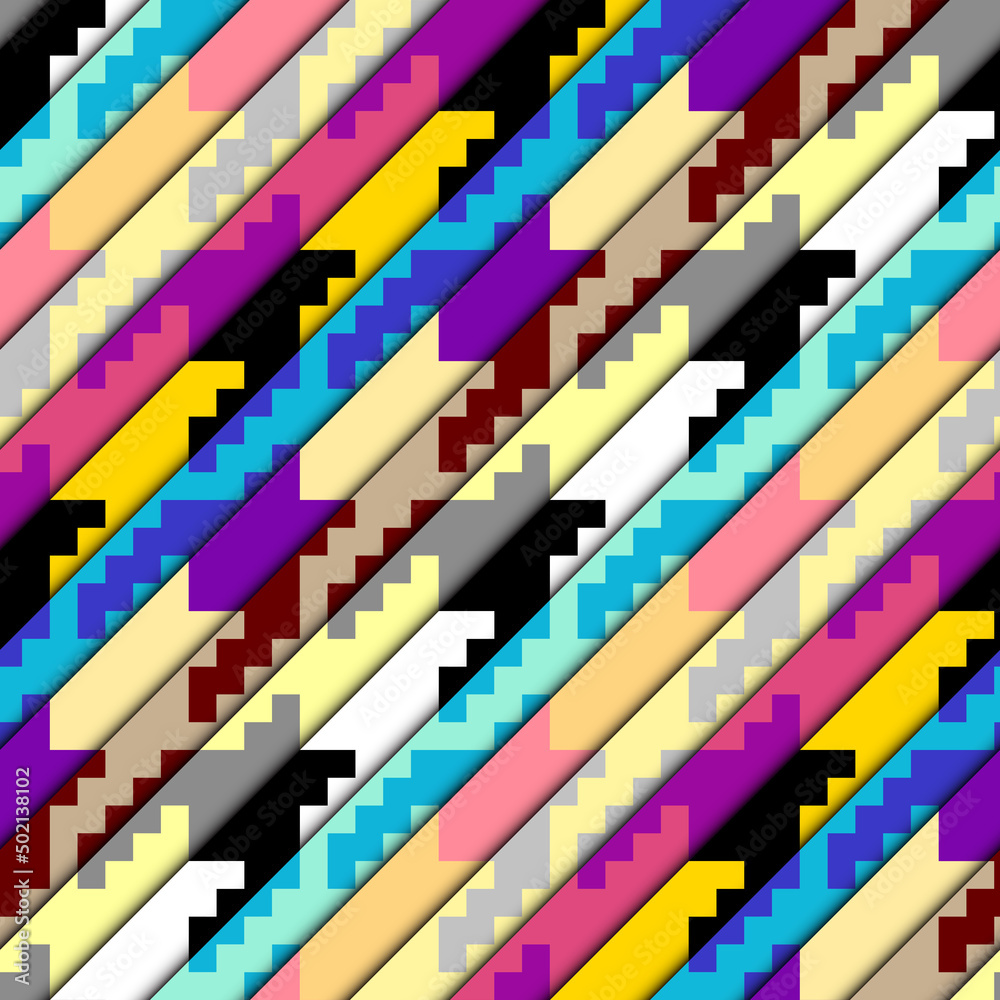 Poster classic hounds-tooth pattern in a patchwork collage style.