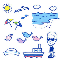 Cute summer illustration set -vector-