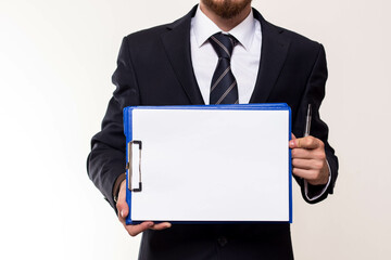 Young Businessman Holding Documents 