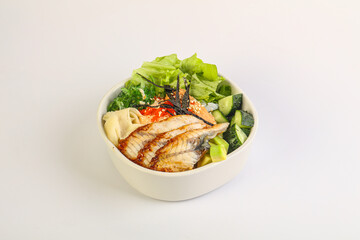 Poke with eel and rice