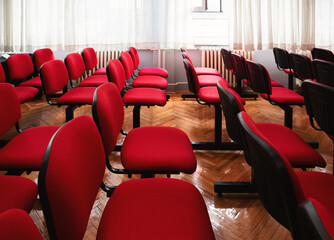 Fototapeta premium Classroom With Red Chairs